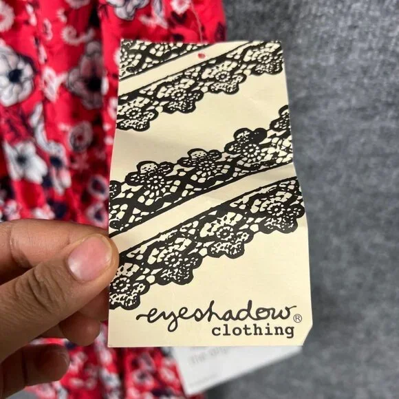 NWT Eyeshadow Red Floral Halter Romper Sz S Play Suit Boho - Picture 6 of 10